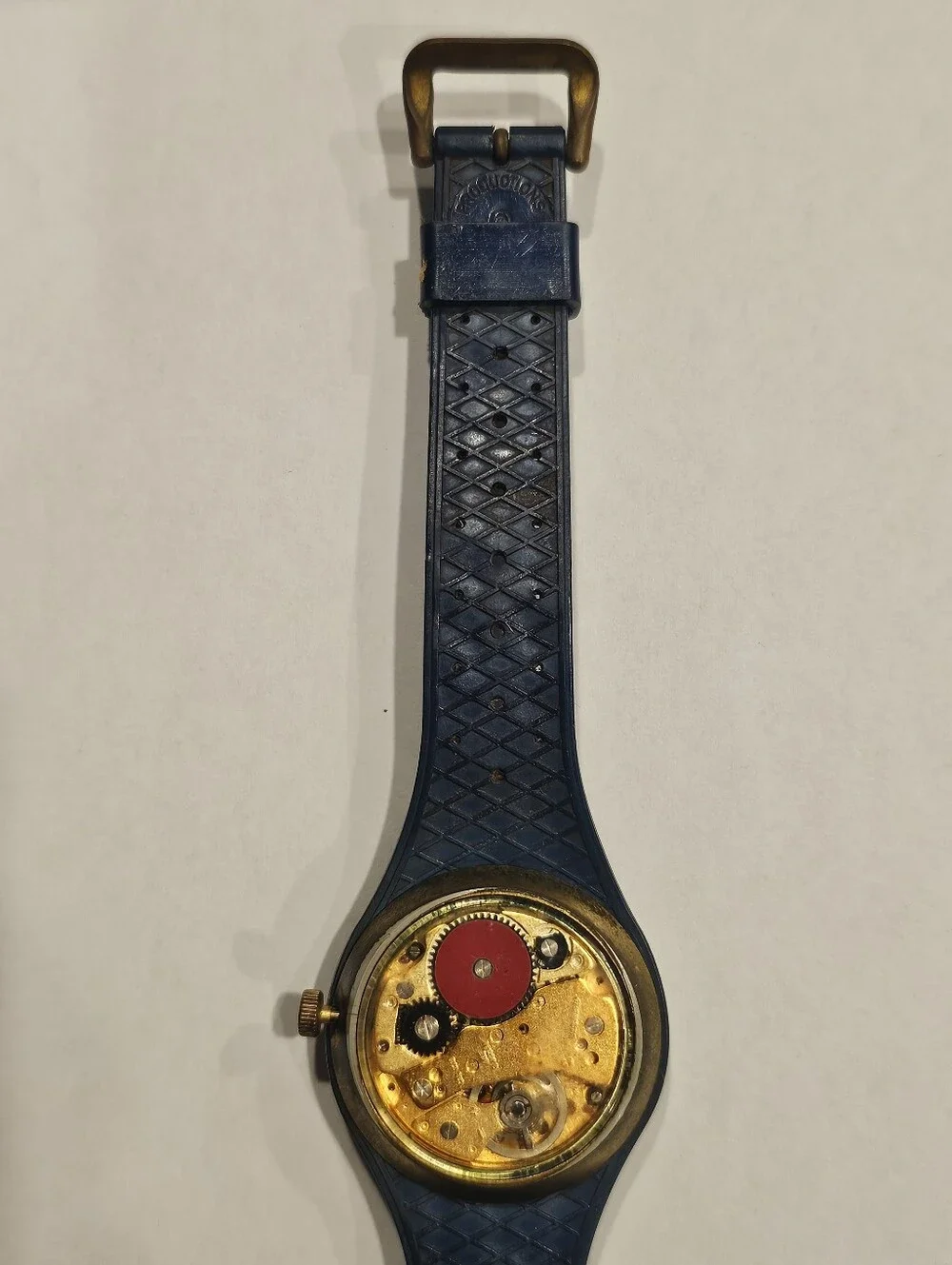 Vintage 1969 Phinney Walker Mickey Mouse Skeleton Watch - Blue Band